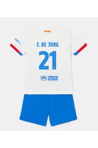 Fotbalové Dres Barcelona Frenkie de Jong #21 Dětské Venkovní Oblečení 2023-24 Krátký Rukáv (+ trenýrky)